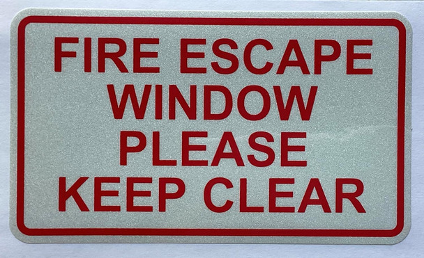 FIRE ESCAPE WINDOW PLEASE KEEP CLEAR STICKER/DECAL