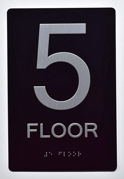 Floor Number Sign -Tactile Signs 5TH Floor Sign The Sensation line  Braille sign