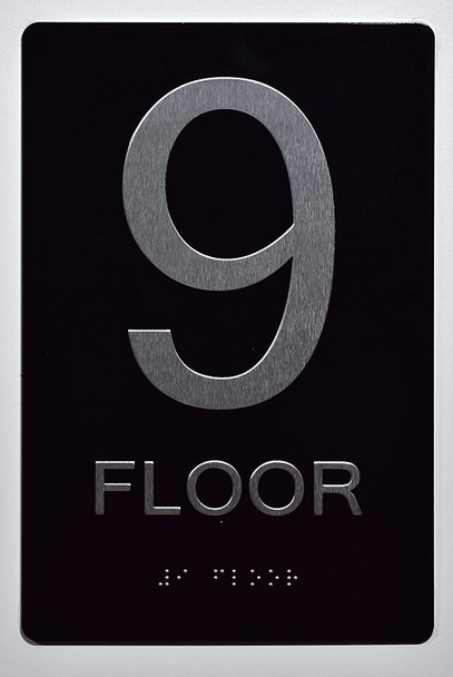 Floor Number Sign -Tactile Signs 9TH Floor Sign The Sensation line  Braille sign