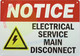 NOTICE ELECTRICAL SERVICE MAIN DISCONNECT SIGN
