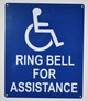 Wireless Doorbell for office / restaurant and commercial use- No Battery Required + ada sign ring bell for assistance SIGN 10x12
