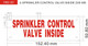 Signage SPRINKLER CONTROL VALVE