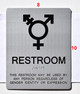 RESTROOM  Tactile Graphics Grade 2 Braille Text with raised letters  Signage