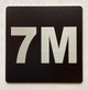Sign Apartment number 7M  - UNIT NUMBER 7M /SUITE 7M  (BLACK, DOUBLE SIDED TAPE) -Broadway Line