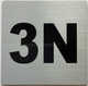 Sign Apartment number 3N  - UNIT NUMBER 3N  (SILVER, DOUBLE SIDED TAPE) -Broadway Line