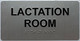 Sign LACTATION ROOM  Raised letters & Grade 2 Braille - Includes Red Adhesive pad for Easy Installation ( silver Color, Tacticle , Aluminium) - The Sensation line