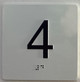 Sign Elevator floor 4 /jamb plate floor 4  letters/Image & Grade 2 Braille - Includes Red Adhesive pad for Easy Installation (white, Tacticle ) - The Sensation line
