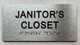 Sign JANITORS CLOSET  with Raised letters/Image & Grade 2 Braille - Includes Red Adhesive pad for Easy Installation (Brushed Aluminum/silver, Tacticle ) - The park Ave Line