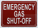 HPD EMERGENCY GAS SHUT OFF SIGN