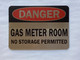 NYC DANGER GAS METER ROOM NO STORAGE SIGN