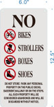 NYC NO BIKES, STROLLERS BOXES, NO STOARGE IN HALLWAY SIGN
