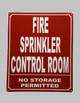 FIRE SPRINKLER CONTROL ROOM SAFETY SIGN