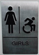 Girls ACCESSIBLE Restroom Sign with Tactile Text and Braille Sign -Tactile Signs The Sensation line Ada sign