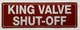 KINGS VALVE SHUT-OFF COMPLIANCE SIGN