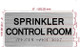SPRINKLER CONTROL ROOM SAFETY SIGN WITH RAISED LETTERS