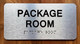 PACKAGE ROOM SAFETY SIGN WITH RAISED LETTERS
