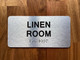 LINEN ROOM SAFETY SIGN WITH RAISED LETTERS