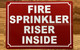 FD FIRE SPRINKLER RISER INSIDE SIGN