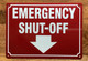NYC EMERGENCY SHUT-OFF SIGN ARROW DOWN