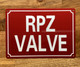 RPZ VALVE COMPLIANCE SIGN