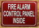 FD FIRE ALARM CONTROL PANEL INSIDE SIGN