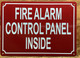 HPD FIRE ALARM CONTROL PANEL INSIDE SIGN