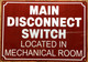 HPD MAIN DISCONNECT SWITCH LOCATED IN MECHANICAL ROOM SIGN