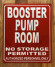 HPD BOOSTER PUMP ROOM SIGN RED REFLECTIVE ALUMINUM WALL MOUNT
