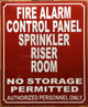 FIRE ALARM CONTROL PANEL SPRINKLER RISER ROOM COMPLIANCE SIGN