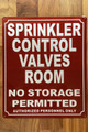 SPRINKLER CONTROL VALVES ROOM COMPLIANCE SIGN