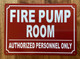 NYC FIRE PUMP ROOM SIGN