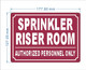 HPD SPRINKLER RISER ROOM SIGN