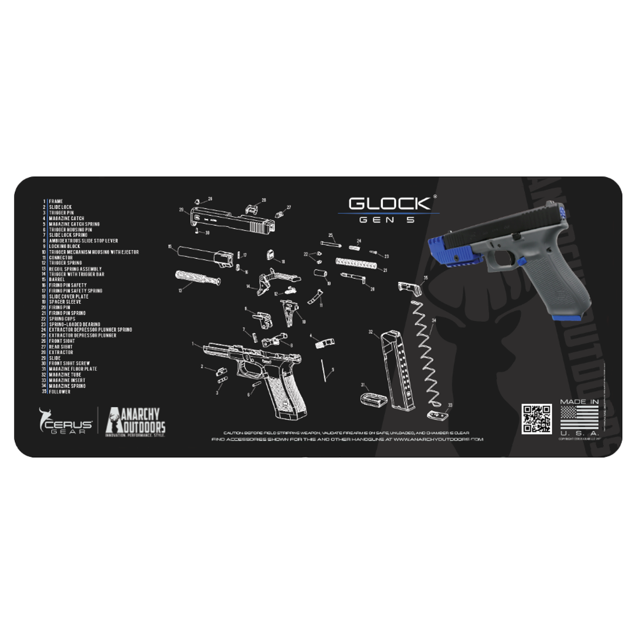 Anarchy Outdoors Cleaning Mat For Glock Pistols - Anarchy Outdoors