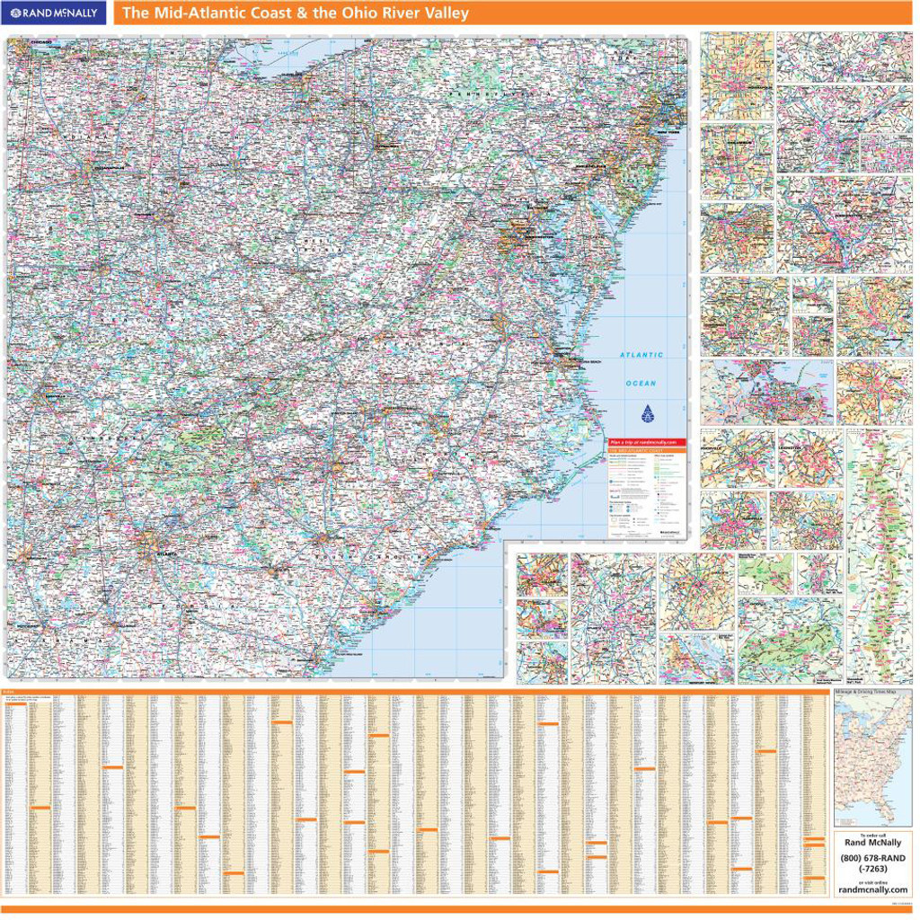 ProSeries Wall Map: Mid-Atlantic Coast & the Ohio River Valley