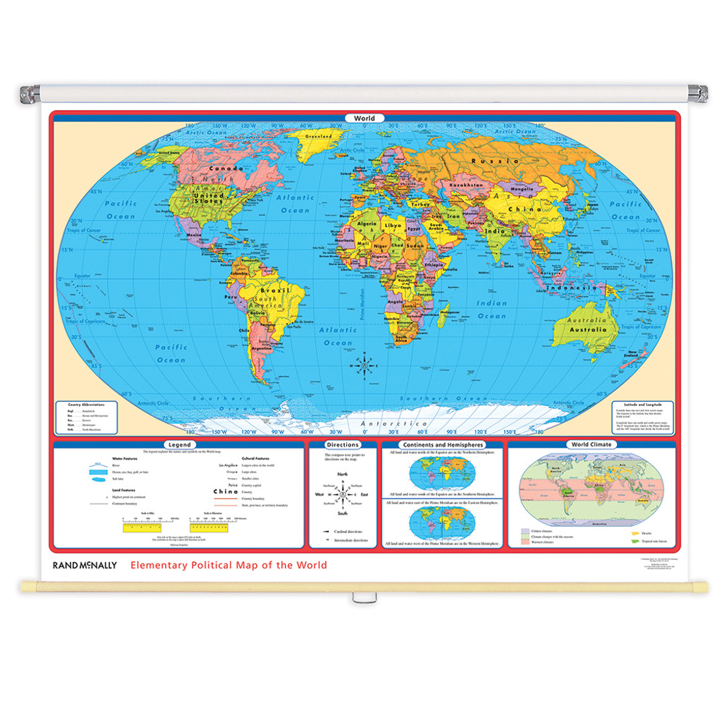 Elementary Political World & US 2 Map Set