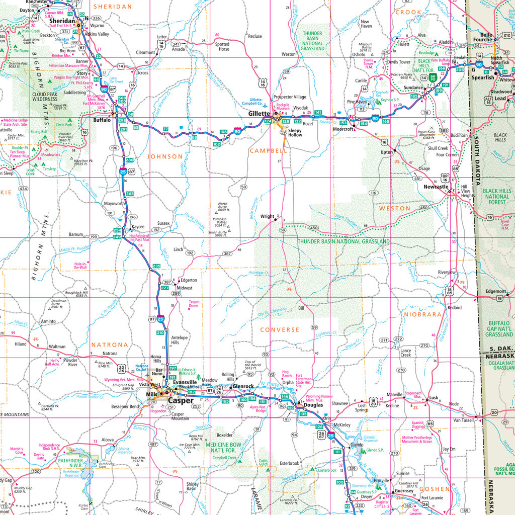 Easy To Read: Montana, Wyoming State Map