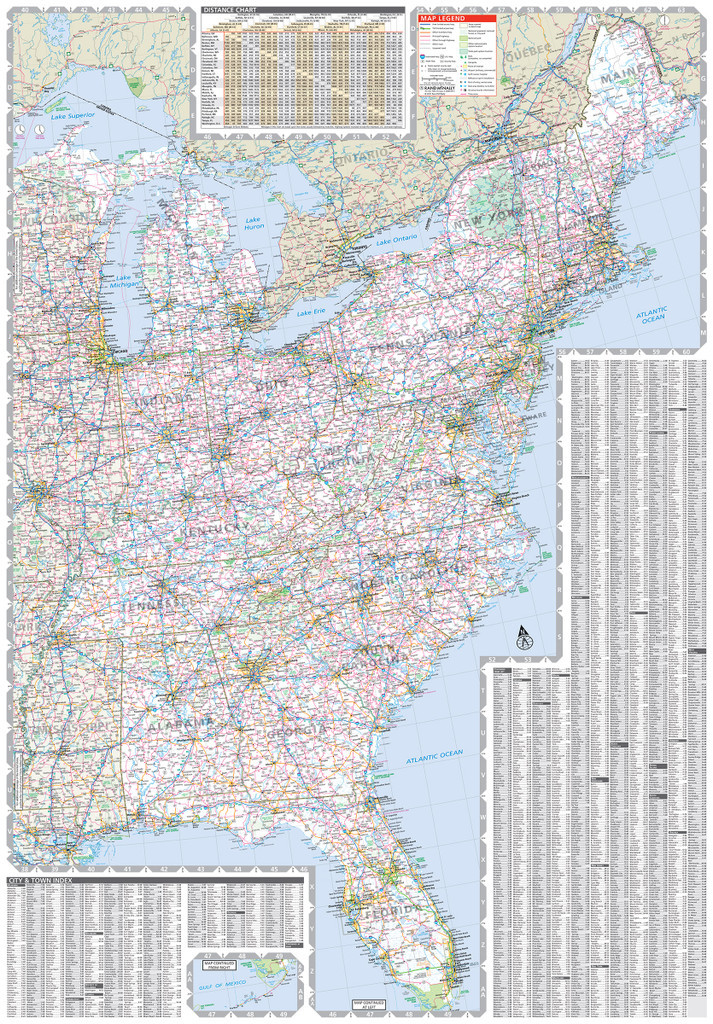 Folded Map: Eastern United States
