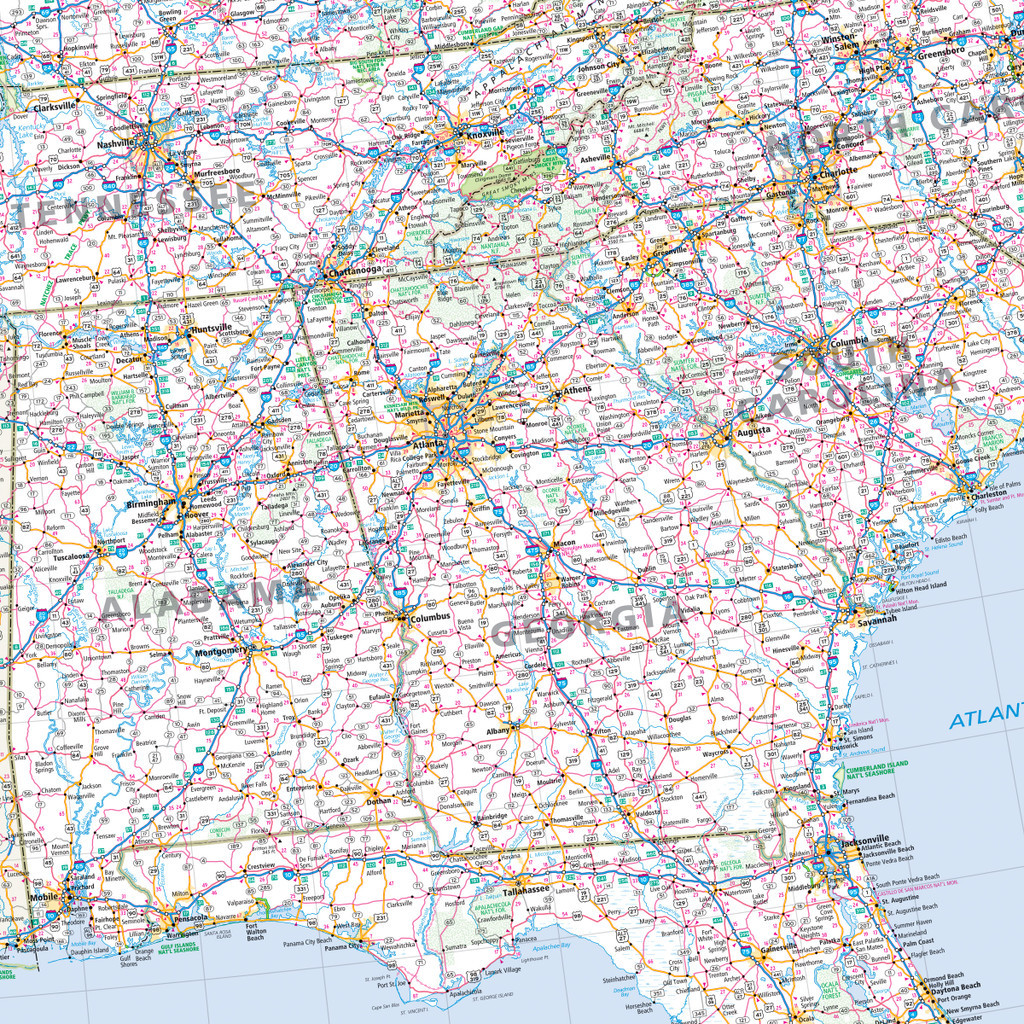 Folded Map: Eastern United States