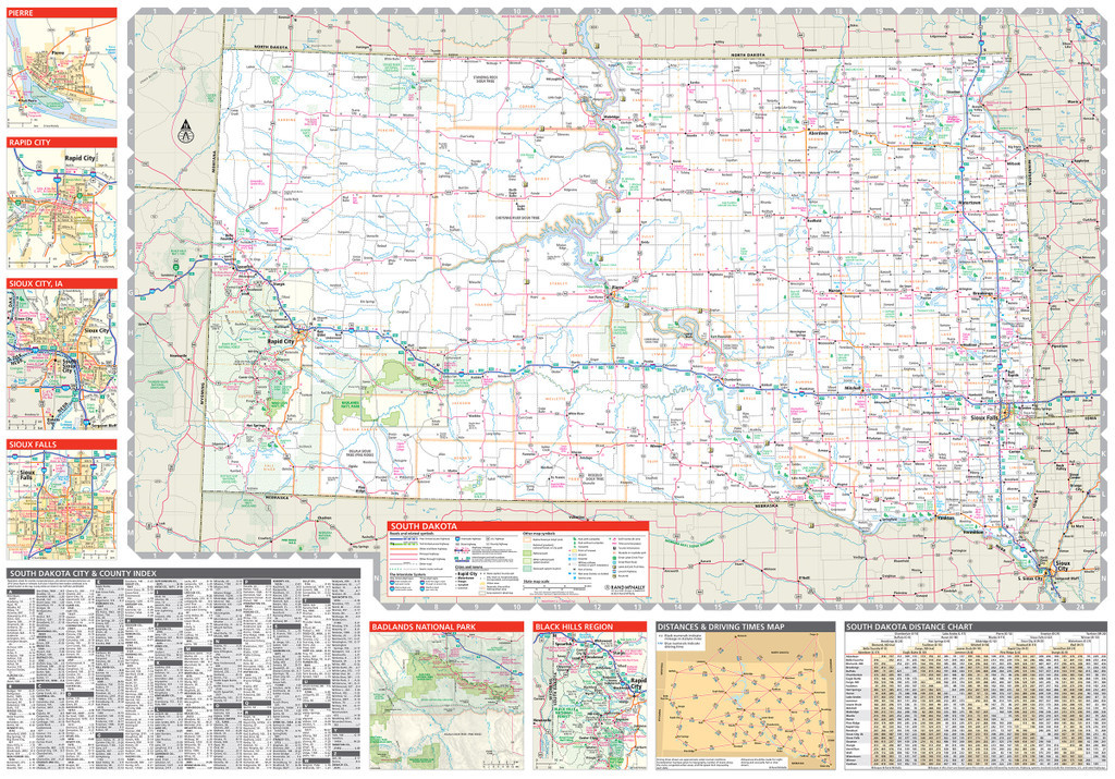 Easy To Read: North Dakota, South Dakota State Map