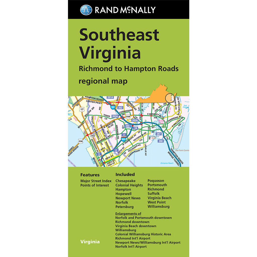 Folded Map: Southeast Virginia Richmond to Hampton Roads Regional Map