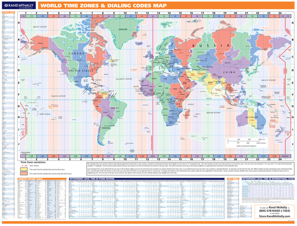 ProSeries Wall Map: World Time Zones