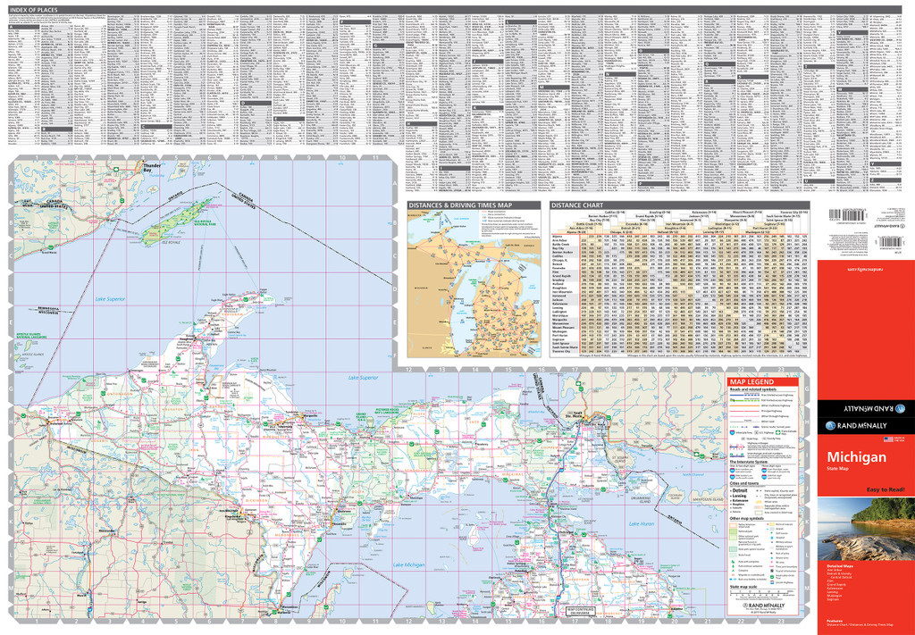 Rand McNally Easy To Read State Folded Map: Michigan