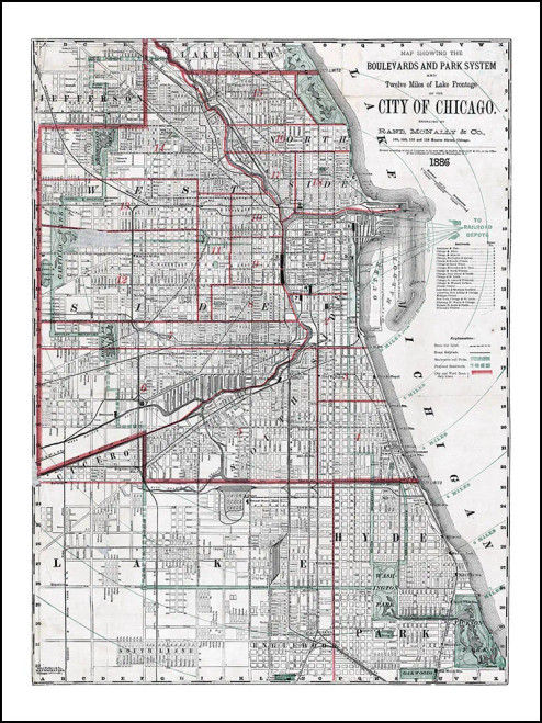 Vintage Chicago Wall Map
