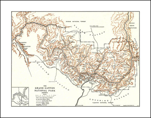 Vintage Wall Map: Grand Canyon National Park