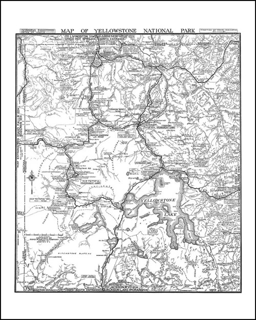Vintage Wall Map: Yellowstone National Park