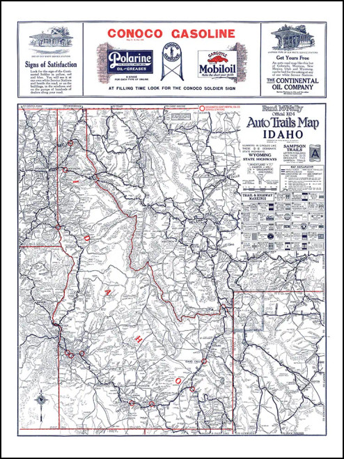 Vintage Wall Map: Idaho Auto Trails Map