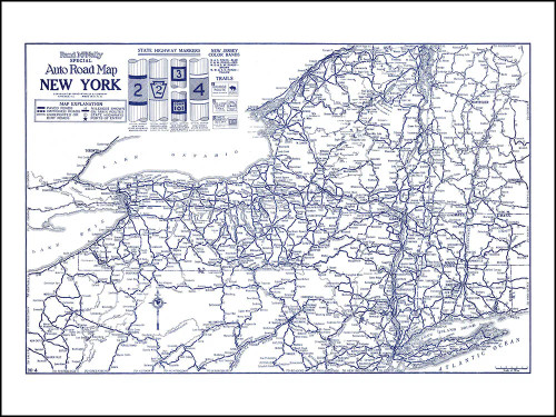 Vintage Wall Map: New York Auto Road Map