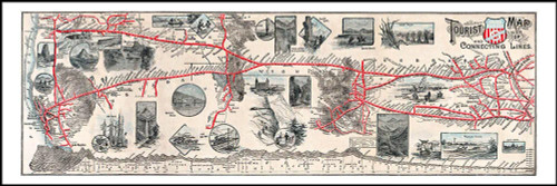 Vintage Wall Map: Tourist Map of  Union Pacific and Connecting Lines