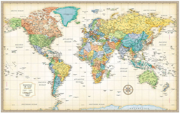 World Wall Map: Global Perspective | Rand McNally Publishing
