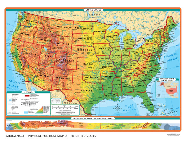 Physical-Political U.S./World Desk Map